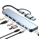 8 in 2 USB +Type C HUB Docking Station with 3.5mm