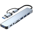 8 in 2 USB +Type C HUB Docking Station with 3.5mm